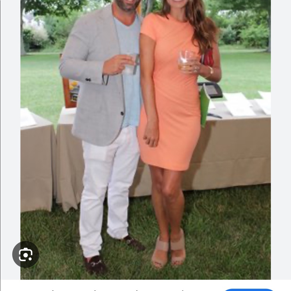 Carven one sleeve dress. Cotton stunning coral